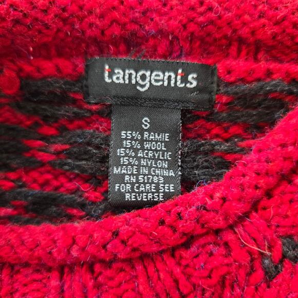 Vintage Tangents Festive Sweater Womens S Red Gray Snowflake Winter Wardrobe - Picture 5 of 8